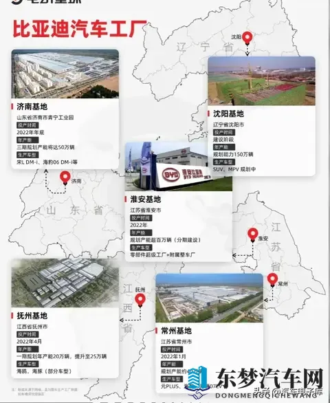 比亚迪新能源汽车工厂分布、产能分析-1