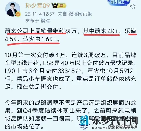 周销量出炉，蔚来继续破万，订单猛涨！-1