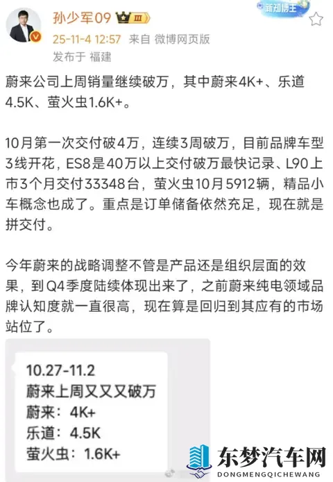 连续三周周销破万，蔚来销量揭示大三排SUV市场纯电已登基-1