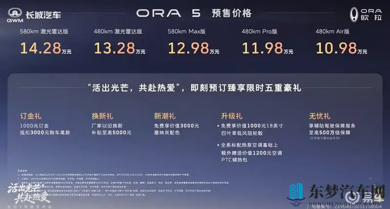 设计不“撞脸”，搭载激光雷达，欧拉5开启预售