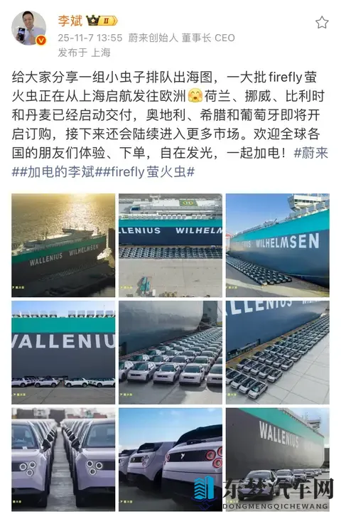 李斌：一大批蔚来萤火虫正在发往欧洲！将在欧洲多个市场开卖！-1