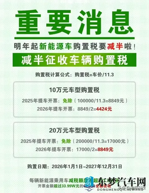 重磅!新能源车“免税时代”即将结束,2026年起购置税减半征收-2
