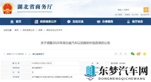 湖北汽车以旧换新补贴政策调整