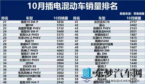分化加剧！10月插混销量榜：双强垄断格局固化 细分赛道突围成关键-3
