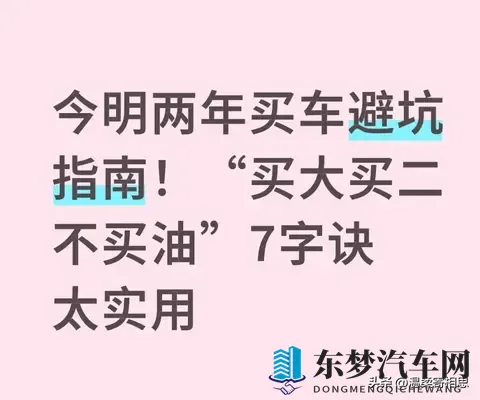 今明两年买车避坑指南!“买大买二不买油”7字诀太实用-1