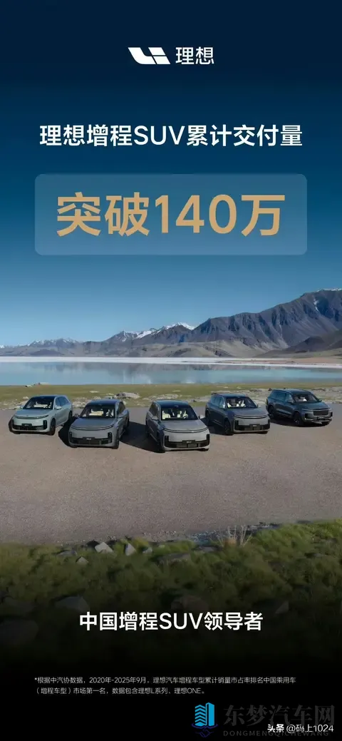 理想汽车增程SUV累计交付量正式突破140万辆，L6_L9谁更抢手？-1