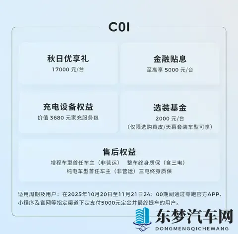 零跑汽车公布11月购车权益，品牌置换补贴额度9000元-1