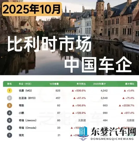 欧洲车市  比利时2025年10月：中国车企1620台-2