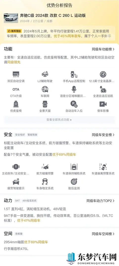 一手准新奔驰C级，24款C260L运动版，2万公里23万多拿下？-1